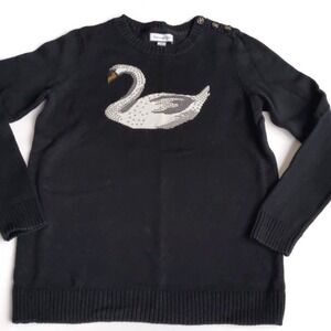 Nice Charter Club XS Cotton Blend Studded Swan Sweater Pullover
